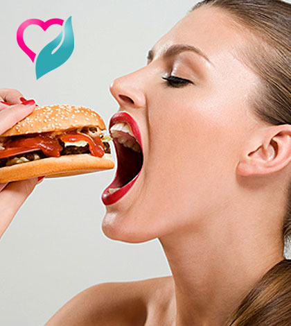 girl eating burger