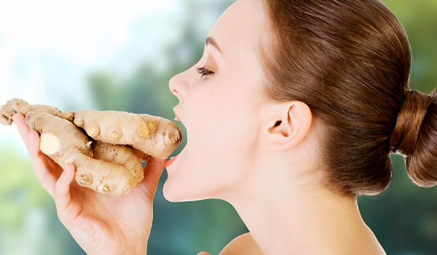 woman eating ginger
