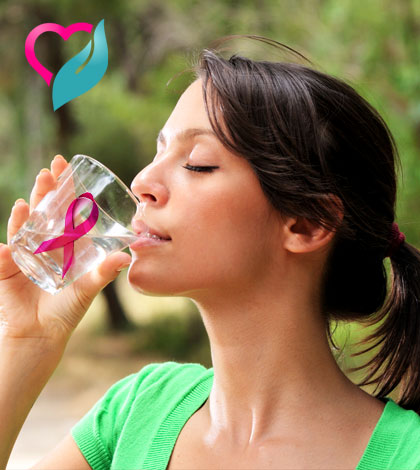cancer girl drinking water