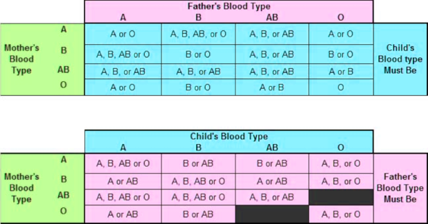 Child Blood Type Chart