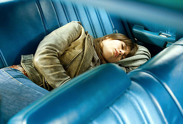 sleeping inside car